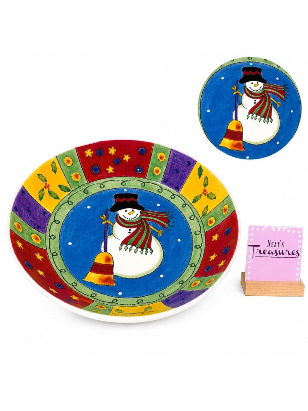 Sango Sue Zipkin SWEET SHOPPE CHRISTMAS 3041 Snowman Ceramic Pasta Serving Bowl